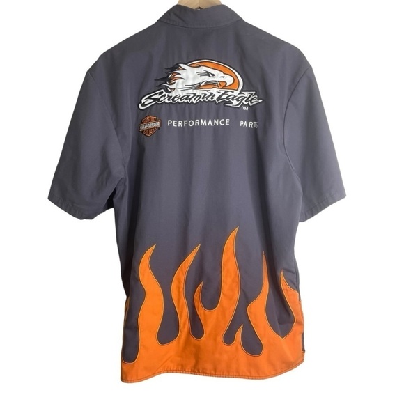 Harley-Davidson Men’s Screamin-Eagle Performance Parts Flame Button Shirt - Picture 4 of 4